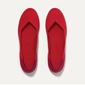 Rothy's Vibrant Red Flats with Blue Accents